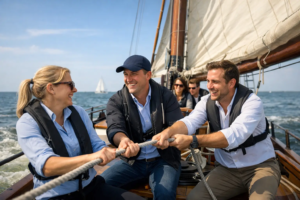 Actief zeilen met collega's op het IJsselmeer