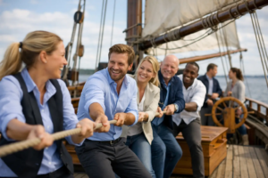 Teambuilding op traditioneel zeilschip werkt