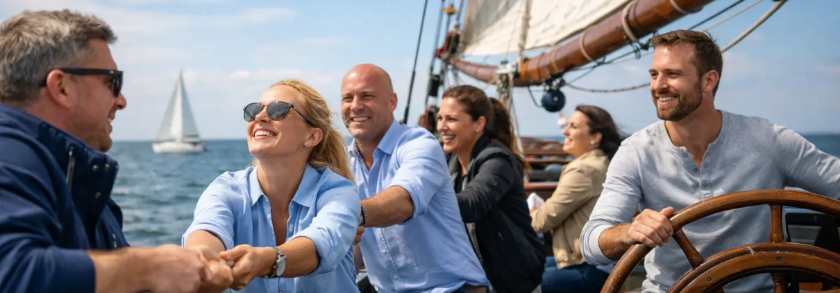 Teamdag met actief meezeilen op het IJsselmeer