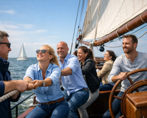 Teamdag met actief meezeilen op het IJsselmeer