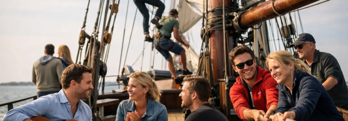 Activiteiten aan boord zeilschip voor groepen