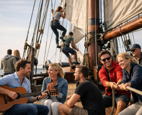 Activiteiten aan boord zeilschip voor groepen